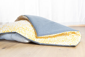 Kombi Hundedecke "Gustav" Blumen, gelb/grau (Baumwolle/Softshell)