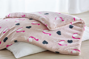 Kuschelfleece Hundedecke Flamingo, rosa