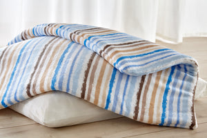 Kuschelfleece Hundedecke Streifen blau/braun